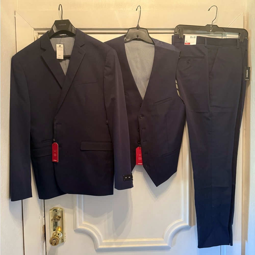 Express Men's Deep Blue Suit Slim Fit Set